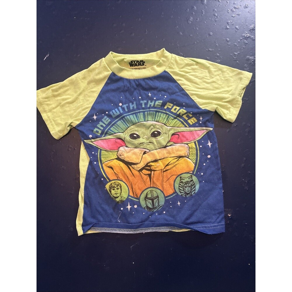 Star Wars Grogu Baby Yoda Youth T-Shirt Size XS 4/5 Green Graphic Tee